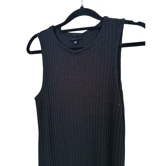 Who What Wear Ribbed Midi Dress Sleeveless XS Black Stretch Dark Academia Chic - Picture 5 of 7